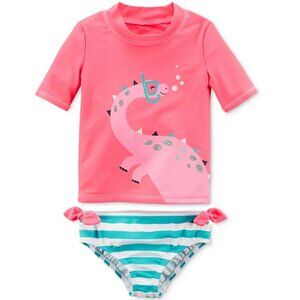 Carter's 2-Pc. Dinosaur Rash Guard Swim Set Size 7 with Cover Up Size 6X